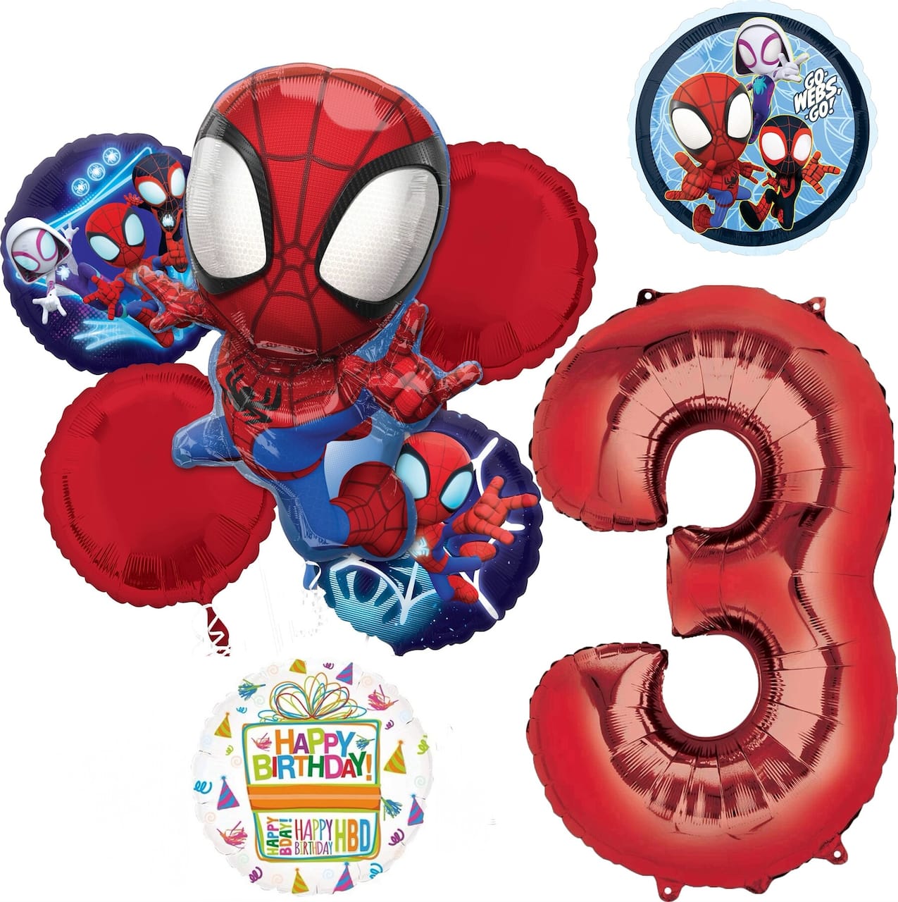Spidey and Friends Birthday 8-Piece Foil Balloon Bouquet